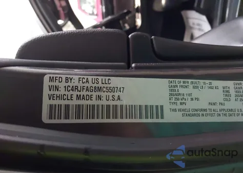 2021 Jeep Grand Cherokee Laredo X 4X4 из США, поврежденный, VIN 1C4RJFAG8MC550747